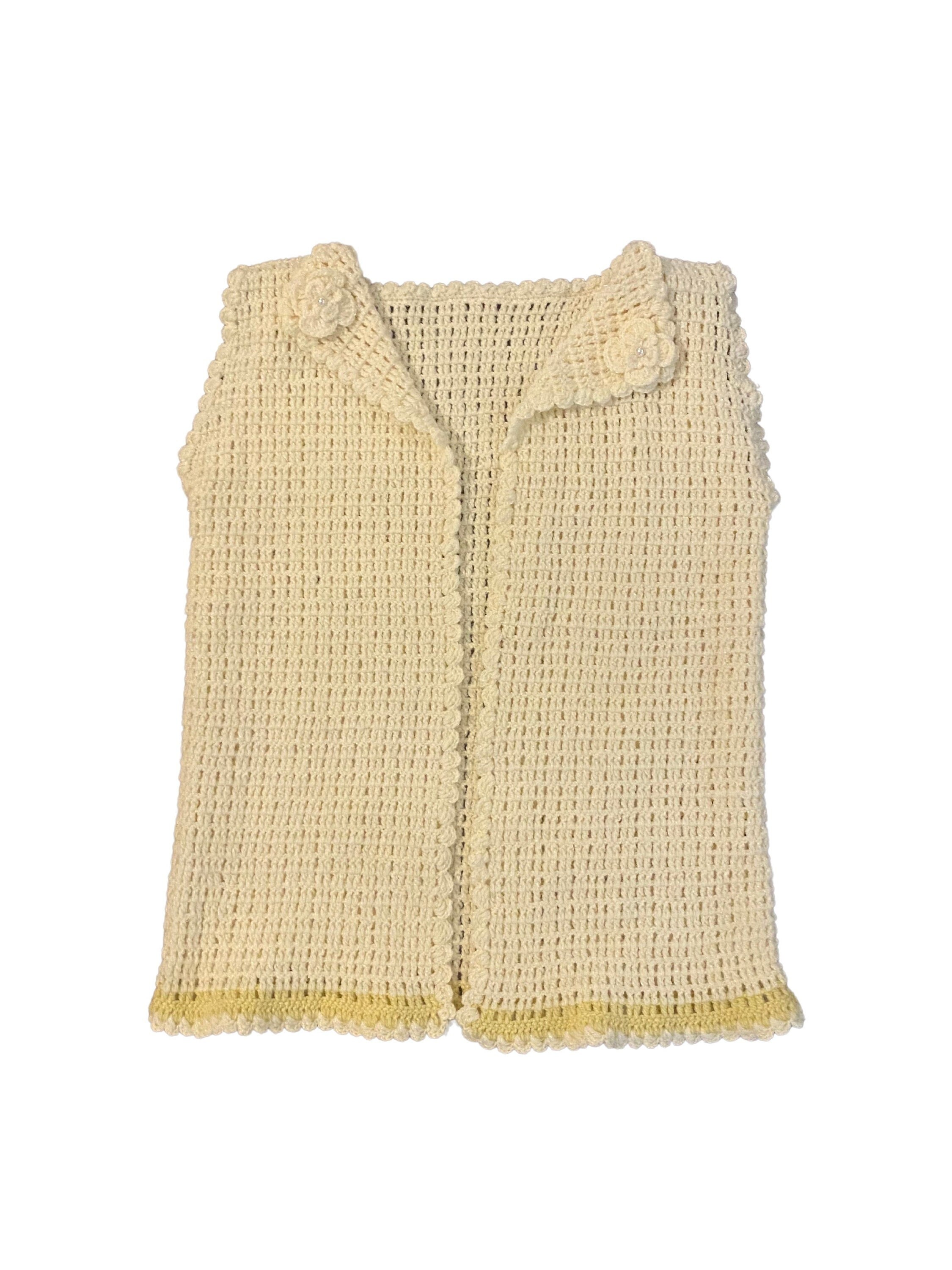 Yellow Handknit Vest / Womens Vintage 