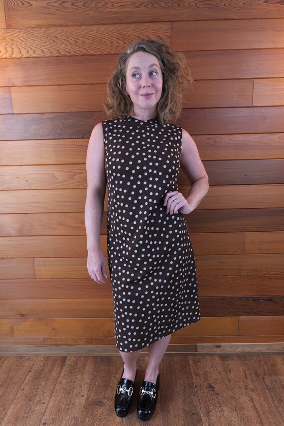 1960s Vintage Polka Dot Shift Dress - Mod Style, Size Medium