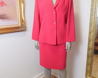 Vintage Bill Blass Women’s Large Skirt Suit in pink / Vintage Bill Blass Blazer / Vintage Pink Pencil Skirt / Vintage Matching Set