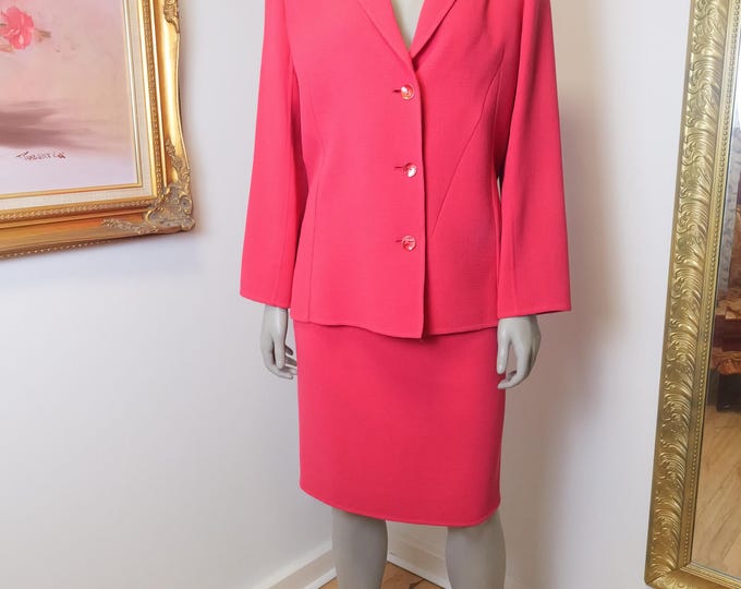 Vintage Bill Blass Women’s Large Skirt Suit in pink / Vintage Bill Blass Blazer / Vintage Pink Pencil Skirt / Vintage Matching Set