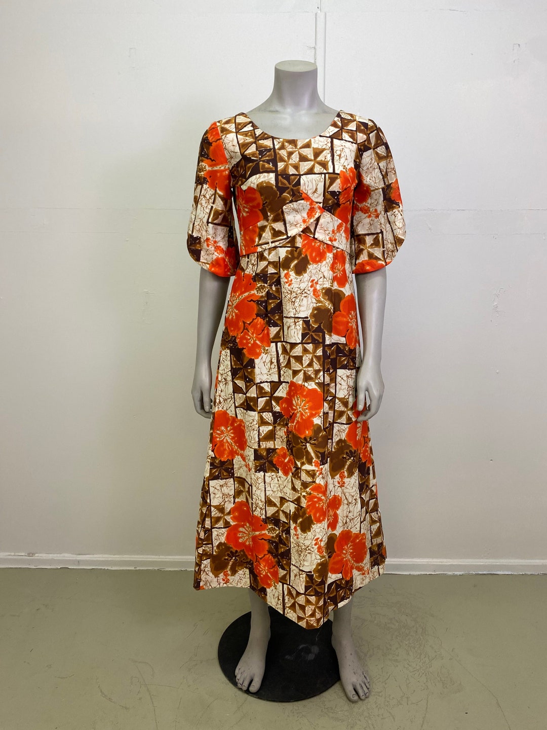 1970s Floral Hawaiian Maxi Dress - Hawaii Nei Vintage Bell Sleeve - Etsy