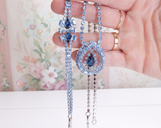 1950’s Rhinestone Necklace And Bracelet set by Jay Flex Sterling / Women’s Vintage Collectable Jewelry