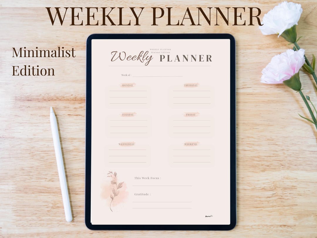 Minimalist Weekly Planner Printable | Neutral Schedule (instant ...