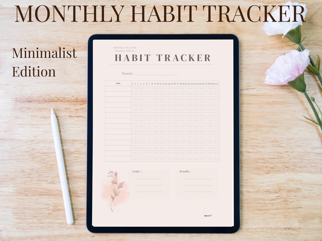 Minimalist Habit Tracker Printable | Monthly Productivity Planner ...