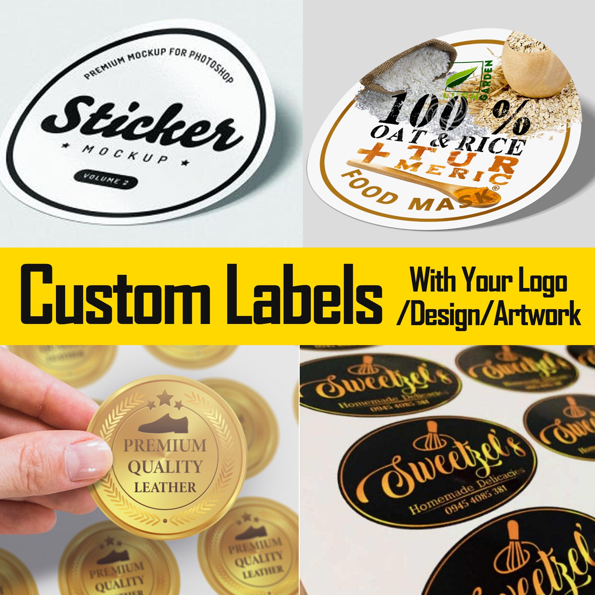 100-500 Pack Custom Clear Stickers Transparent Roll Sticker Waterproof  Labels Decals Customized Name Image Address and Business Logo Personalized