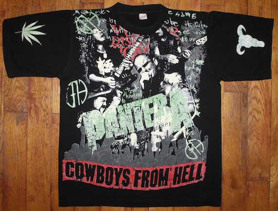 Vintage 1992 Pantera Cowboys From Hell AOP Shirt - Gem