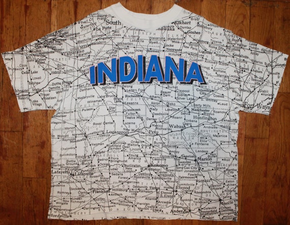 Vintage Indiana State "Map" All-Over-Print Shirt