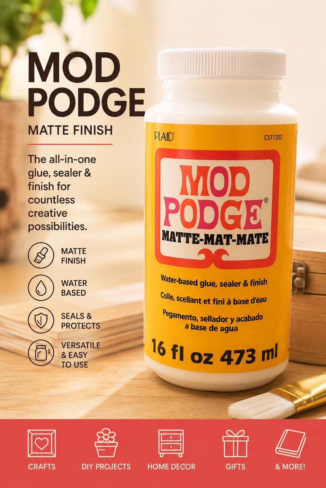 Matte Finish MOD PODGE 16oz. - Etsy