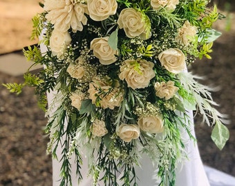 Cascade Bouquet Etsy - large sola wood cascade bridal bouquet