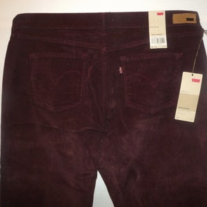 Levis 701 Vintage Corduroy Women Demi Curve W35 L34 Burgundy 39 image 1