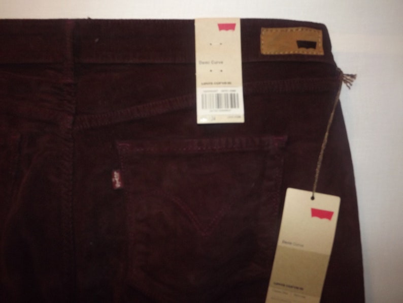 Levis 701 Vintage Corduroy Women Demi Curve W35 L34 Burgundy 39 image 2