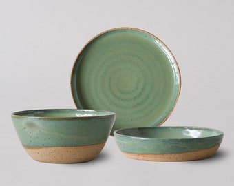 Handmade stoneware dinner set | ceramic dinnerware set of 3 [Made to Order]