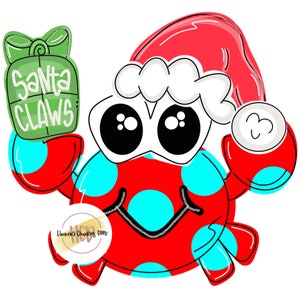 TEMPLATE: Christmas Santa Claws/ crab/ door hanger/ pdf/ traceable template/ Santa crab