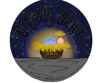 TEMPLATE: Baby Jesus manger door hanger downloadable template