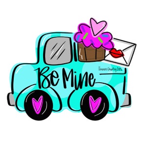 TEMPLATE: valentine truck with cupcake door hanger