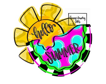TEMPLATE: funky summer sun watermelon door hanger