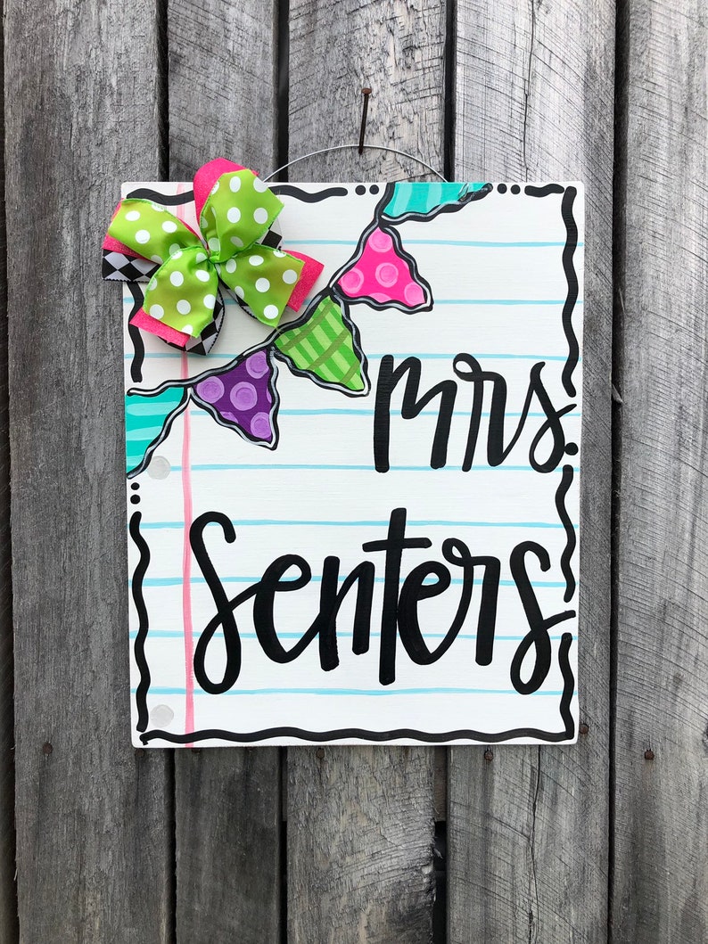 Teacher appreciation notebook paper door hanger Etsy