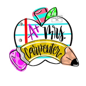 TEMPLATE: teacher paper Apple Pencil door hanger Downloadable file