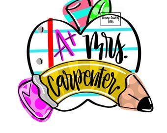 TEMPLATE: teacher paper Apple Pencil door hanger Downloadable file
