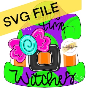 SVG TEMPLATE :Candy Time Witch Hat door hanger | Witch door hanger | halloween | fall decor
