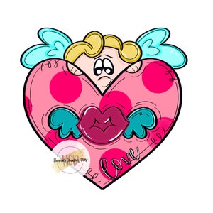 TEMPLATE: Cupid heart | valentines door hanger | downloadable file | digital template