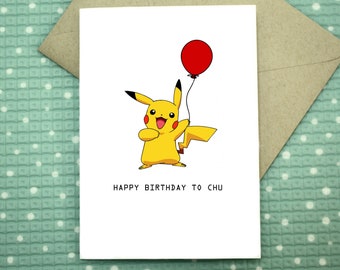 Happy Birthday to Chu Pikachu Pokemon Birthday Card | Etsy