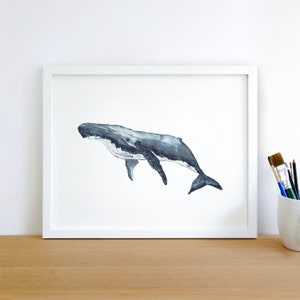 Humpback Whale - Watercolor Art Print, Ocean Animal Nautical Marine Nursery Bathroom Home Decor