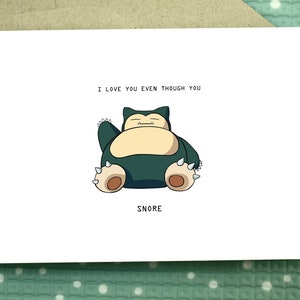 Te amo aunque ronques - Snorlax - Tarjeta de aniversario de Pokémon
