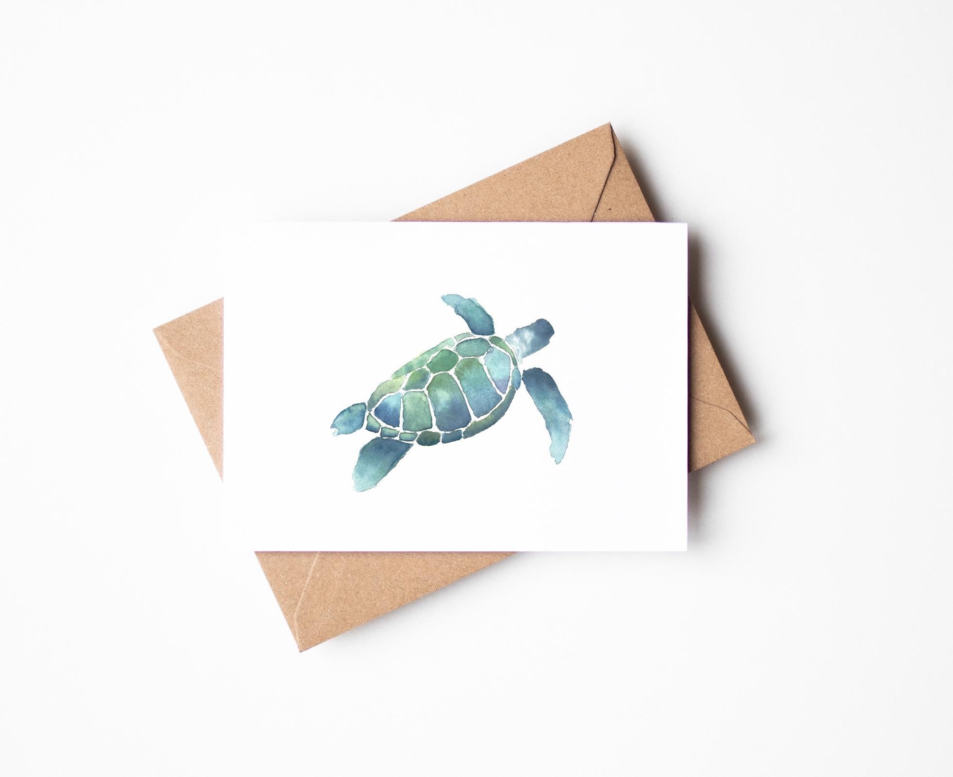 Sea Turtle - Blank Greeting Card - Etsy Australia