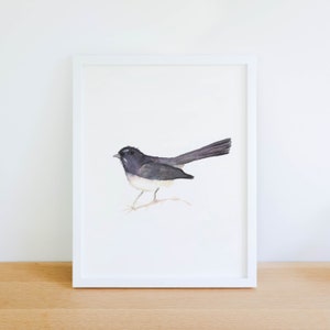 Willie Wagtail - Watercolor Art Print Australian Native Bird Home Decor Nursery Wall Art