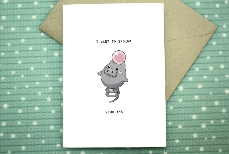 Spoink Pokemon Valentines Day Card