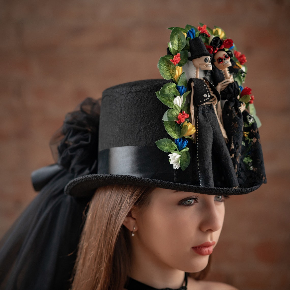 Day of the dead Halloween top hats for women Dia de los Etsy