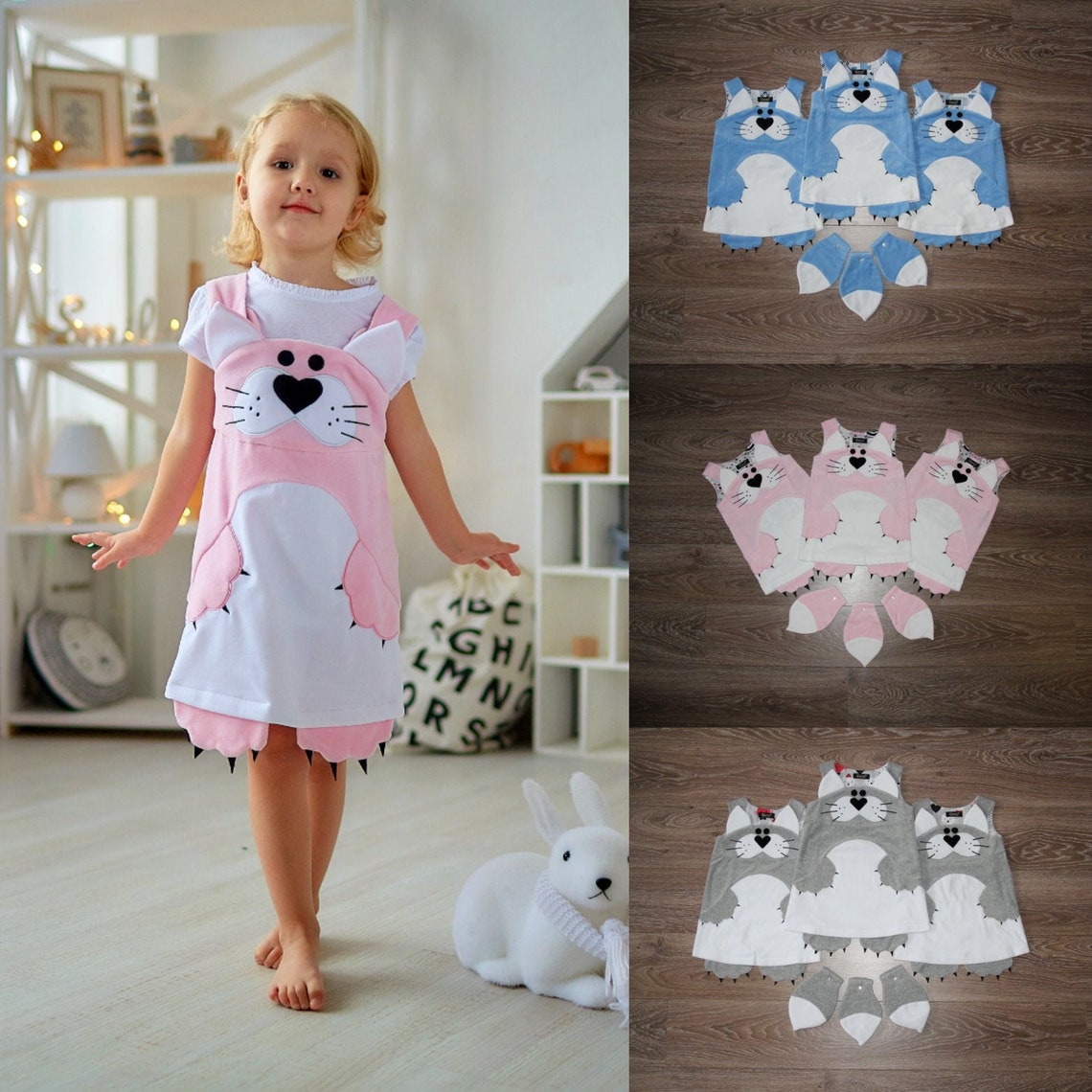 Little girl costume dresses kitty cat Cat outfit for girls Etsy