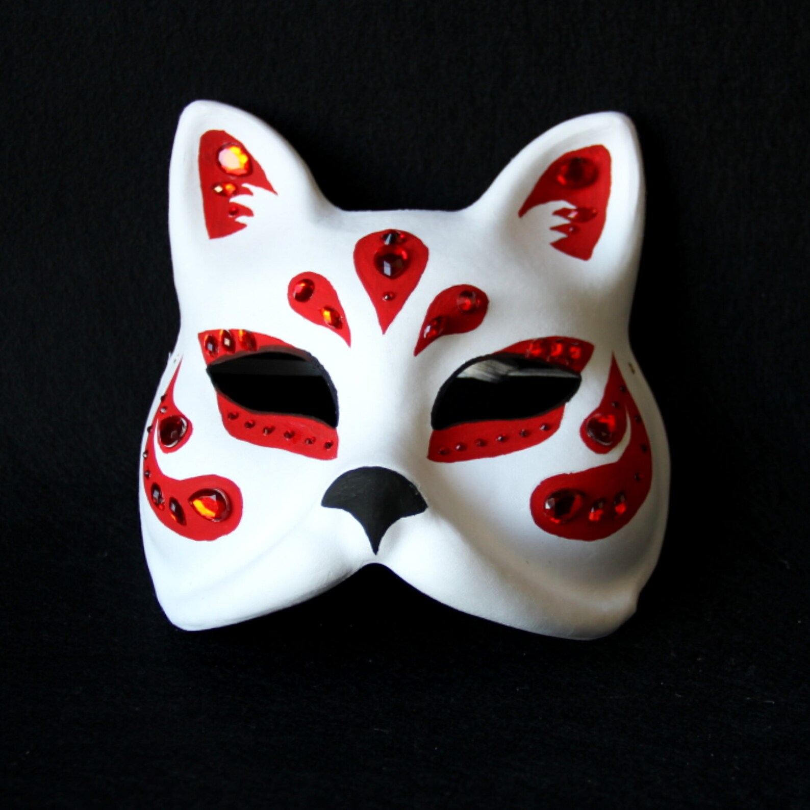 Kitsune mask anime with rhinestones Hand-painted Japanese fox | Etsy