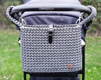 PIA Stroller organizer gray, Kinderwagen tasche, Diaper bag, Woven organizer