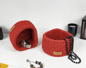 Crochet Corner Basket: Cotton Rope Woven Storage