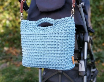 Handmade Cotton Cord Stroller Organizer - Sea Breeze Diaper Bag