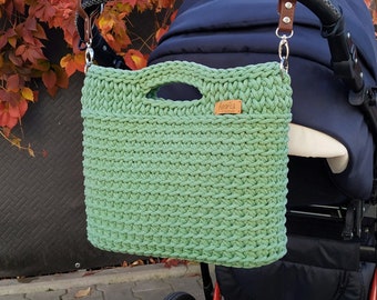 Sage Green Cotton Cord Stroller Organizer Diaper Bag