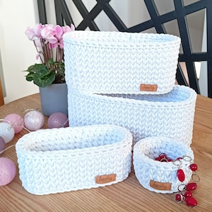 Crochet Oval Cotton Basket: Handmade Baby Storage