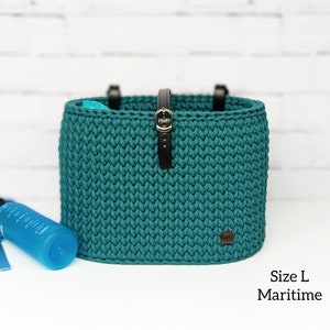 Crochet Handlebar Basket: Handmade Bike Organizer with Leather Straps