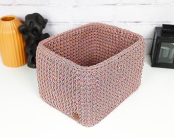 Crochet Rectangle Rope Basket: Cotton Storage Organizer