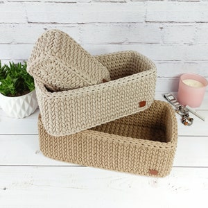 Rectangle rope basket, Diaper basket, Crochet storage basket, Storage organizer zdjęcie 1