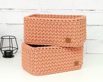 Crochet Cotton Rope Basket: Rectangular Storage Organizer