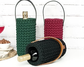 Wine/Whiskey gift bag, Handmade wine carrier, Custom wine box