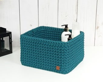 Rectangle rope basket, Diaper basket, Crochet storage basket, Storage organizer