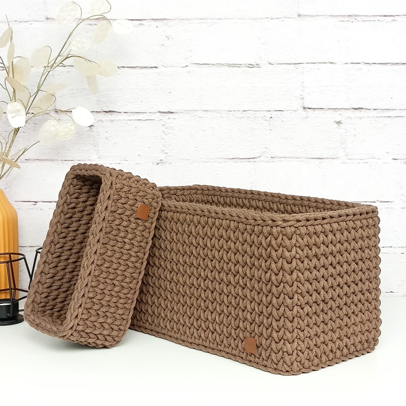 Rectangle rope basket, Diaper basket, Crochet storage basket, Storage organizer zdjęcie 5