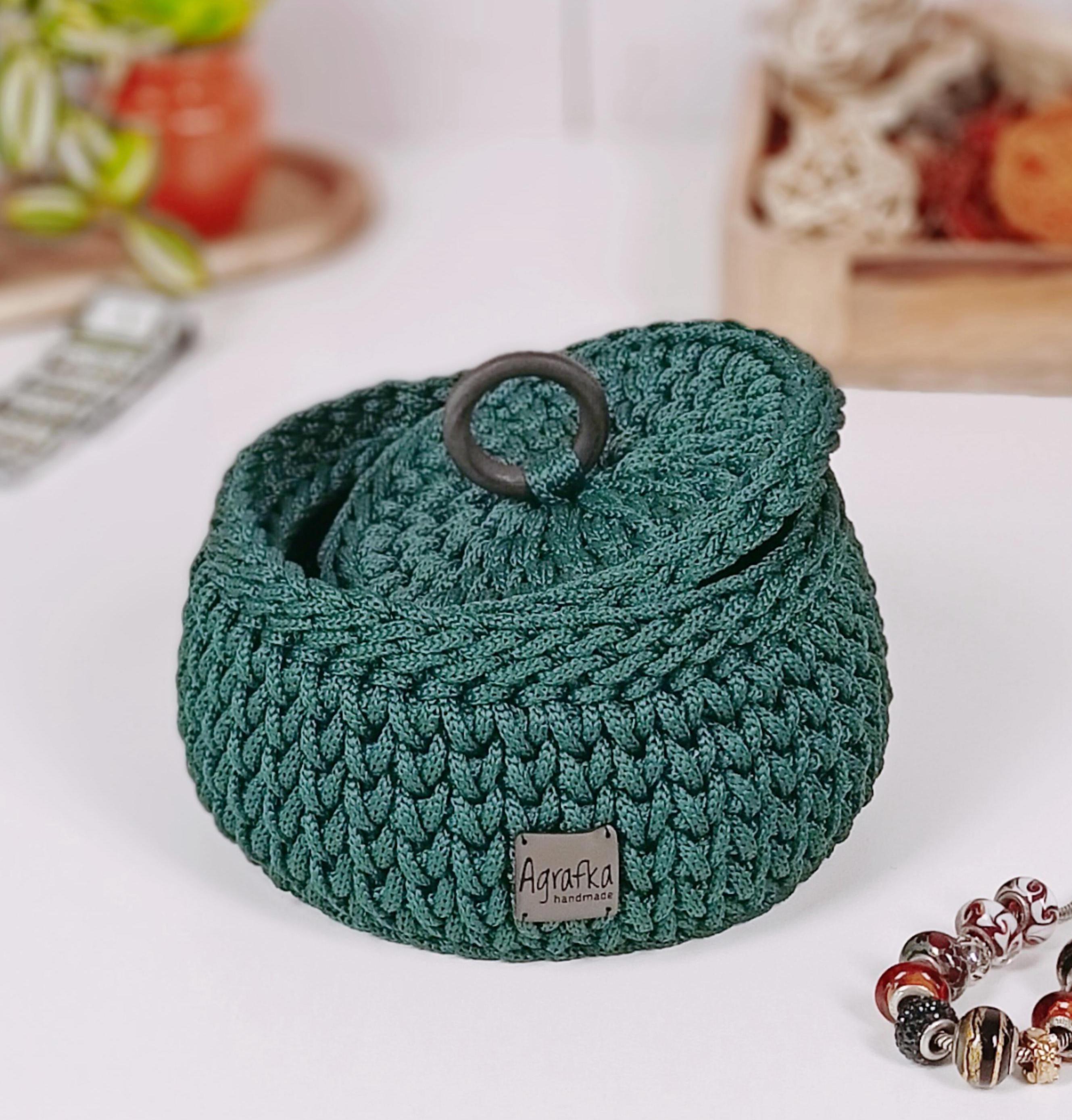 かぎ編みバスケット収納 ジュエリーボックス、かぎ針編みの蓋付き収納バスケット - Etsy 日本