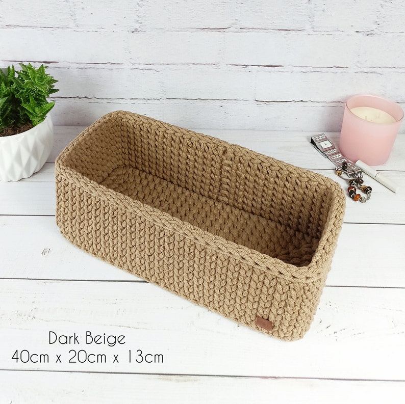 Rectangle rope basket, Diaper basket, Crochet storage basket, Storage organizer zdjęcie 3