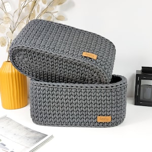 Crochet Oval Cotton Rope Basket: Nursery Storage