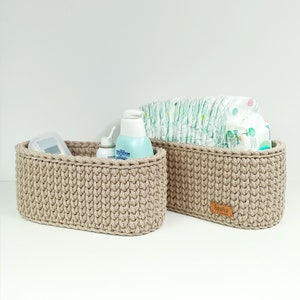 Crochet Diaper Organizer: Cotton Rope Woven Basket
